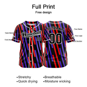 Camiseta de béisbol personalizada negra y roja con botones para hombre mujer adulto y joven Nombre número y logotipo impresos