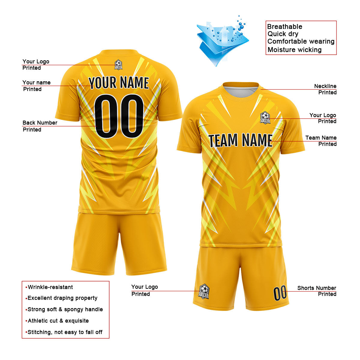 Conjunto personalizado de camiseta de uniforme naranja para niños y adultos