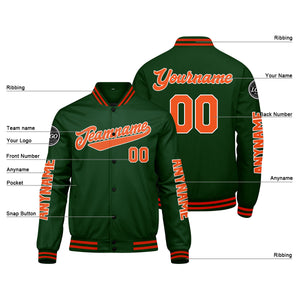 Chaquetas universitarias personalizadas de color verde oscuro y naranja para hombres & mujeres y jóvenes & Chaquetas Letterman personalizadas