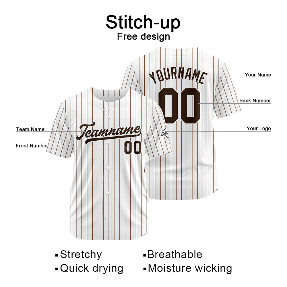 Camiseta de béisbol personalizada con diseño bordado & estilo hip hop & color blanco y marrón
