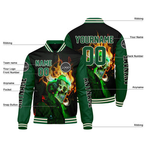 Chaquetas universitarias personalizadas en verde y negro para hombres & mujeres y jóvenes & Chaquetas Letterman personalizadas