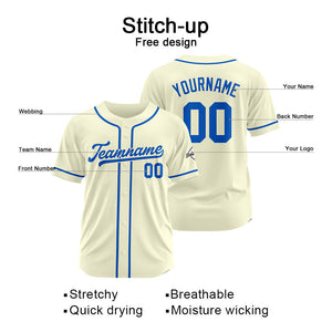 Camiseta de béisbol personalizada con diseño bordado & estilo hip hop & color crema-azul marino