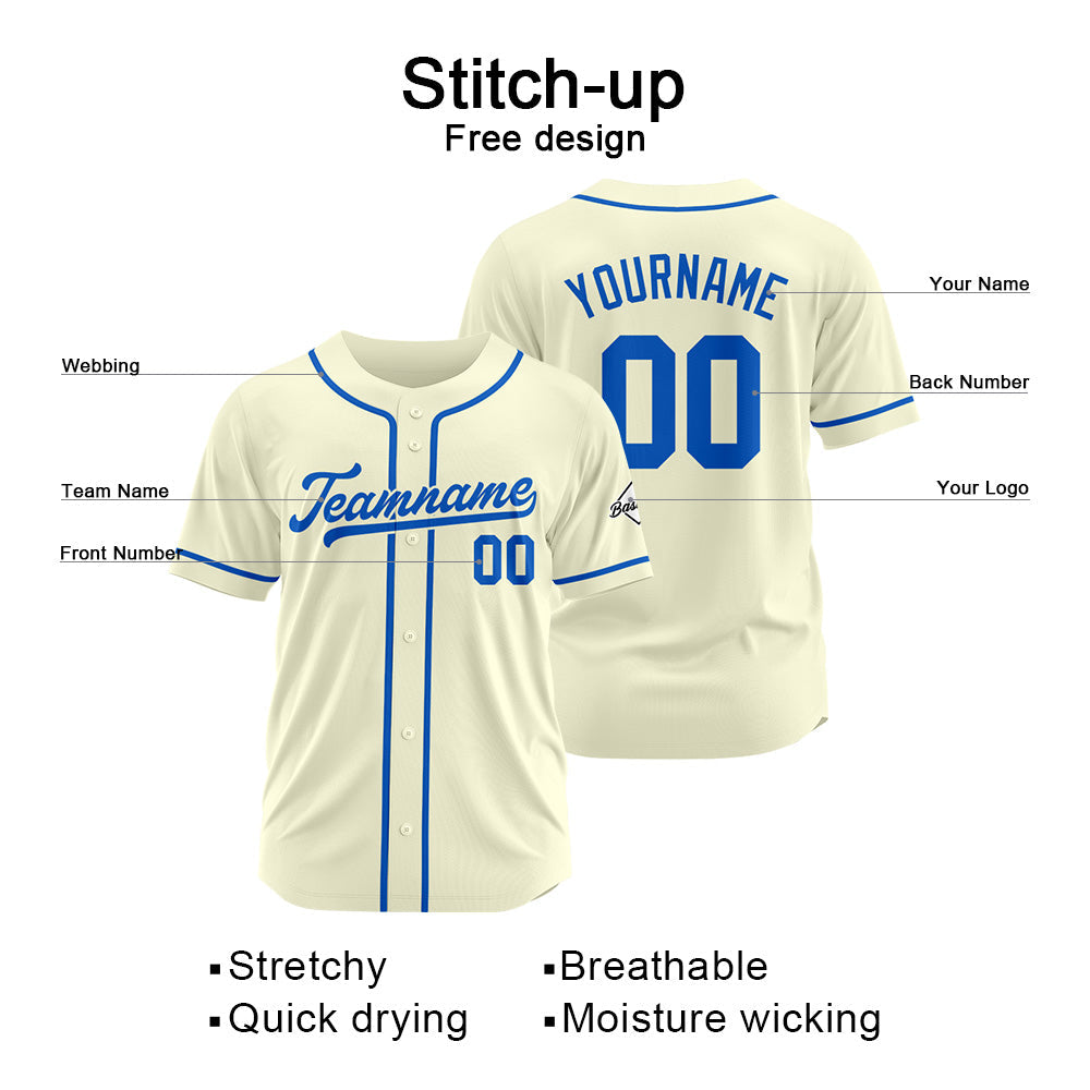 Camiseta de béisbol personalizada con diseño bordado & estilo hip hop & color crema-azul marino