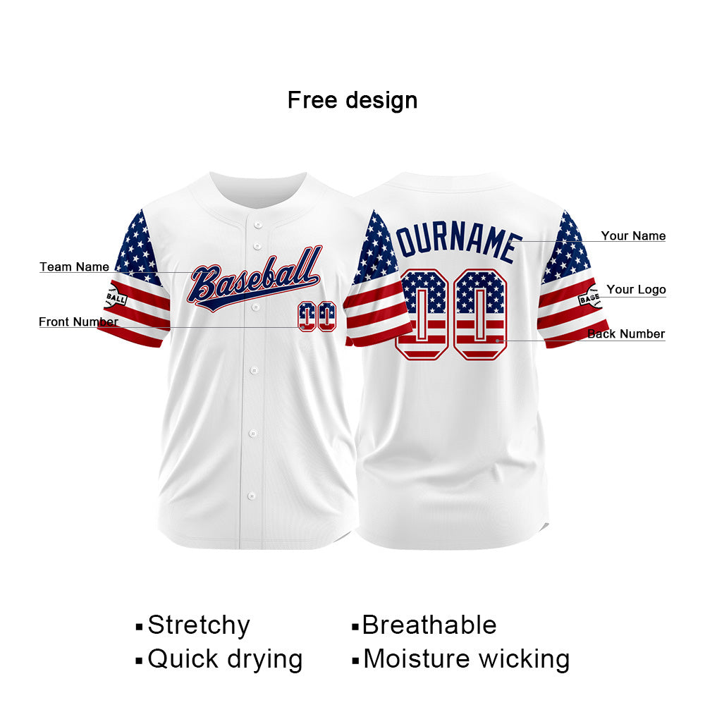 Dise?o personalizado de camiseta de béisbol con estampado completo de la bandera de EE UU