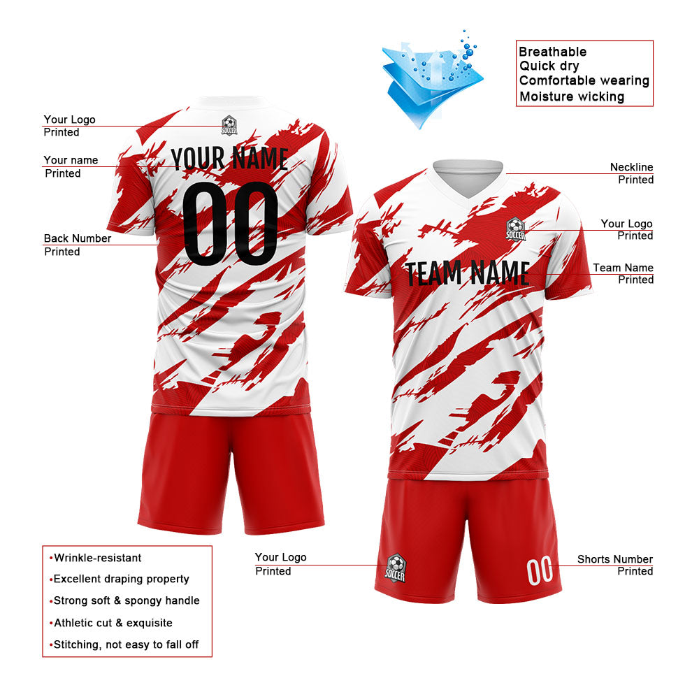 Uniforme de fútbol personalizado para niños y adultos & camiseta usada & roja y blanca