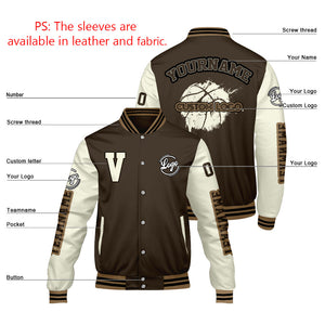 Chaquetas universitarias personalizadas color crema y marrón para hombres & mujeres y jóvenes & Chaquetas Letterman personalizadas