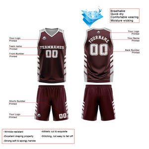 Uniforme de baloncesto personalizado en color marrón grisáceo con tu logotipo-nombre y número impresos