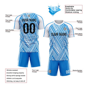 Conjunto personalizado de uniforme de fútbol para niños y adultos & camiseta azul y blanca