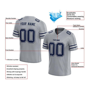 custom authentic football jersey gray-navy mesh