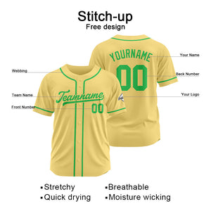 Camiseta de béisbol personalizada con diseño bordado & estilo hip hop & color oro y verde