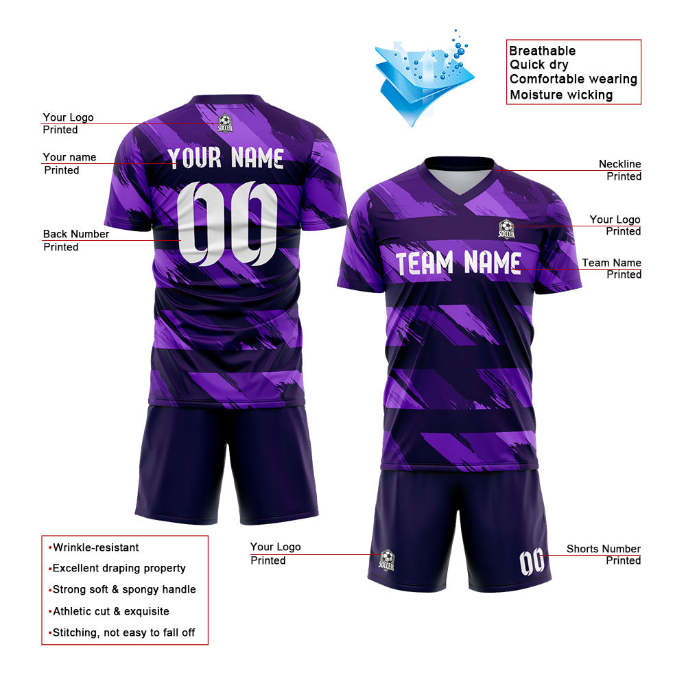 custom soccer uniform jersey kids adults personalized set jersey shirt purple