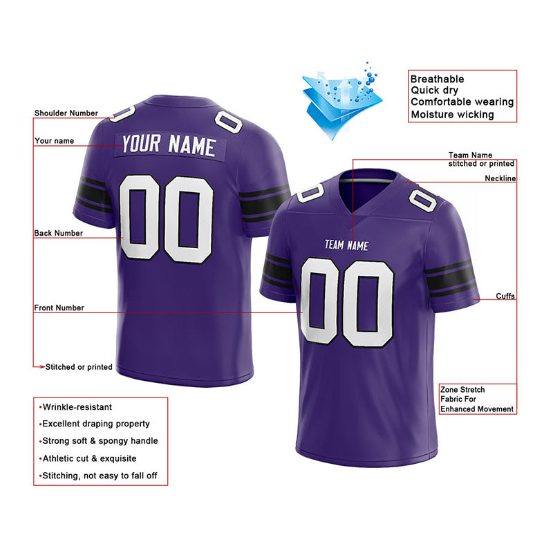 customized  authentic football jersey purple-white-black