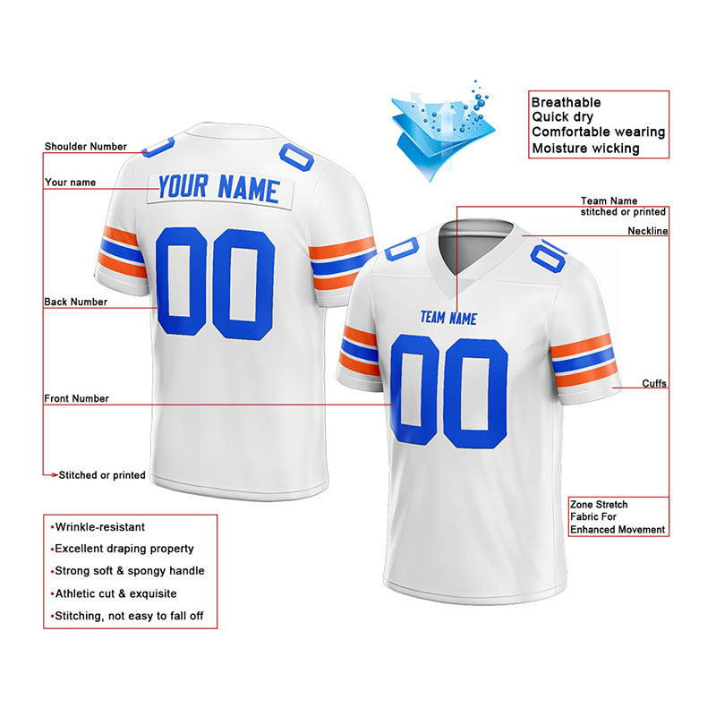 customized  authentic football jersey white-blue-orange