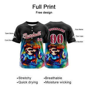 Camiseta de béisbol negra personalizada con botones para hombre mujer adulto y joven Nombre número y logotipo impresos