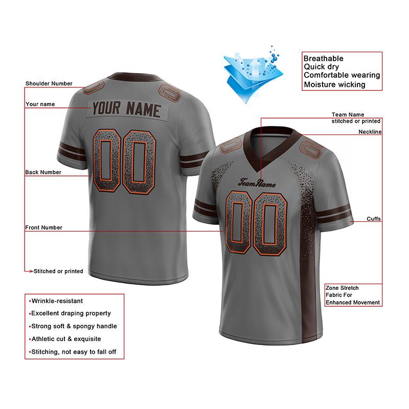team custom authentic drift fashion football jersey gray-brown mesh