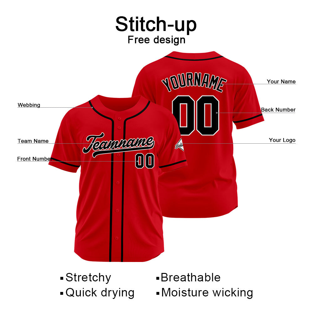 Camiseta de béisbol personalizada con diseño bordado & estilo hip hop & color rojo y negro