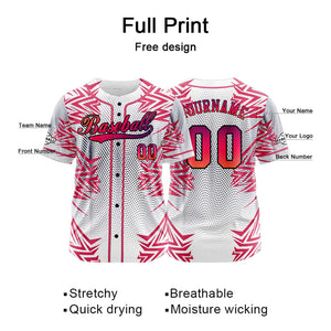 Camiseta de béisbol roja personalizada con botones para hombre mujer adulto y joven Estampado de nombre número y logotipo
