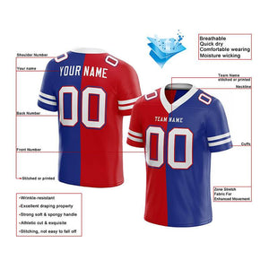 custom authentic split fashion football jersey royal-red-white mesh