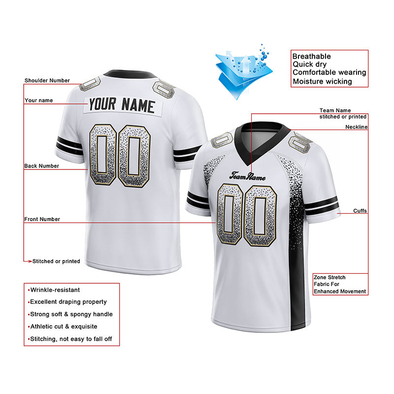 custom authentic drift fashion football jersey gold-black mesh