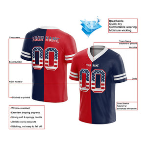 custom authentic usa flag football jersey navy-red-white mesh