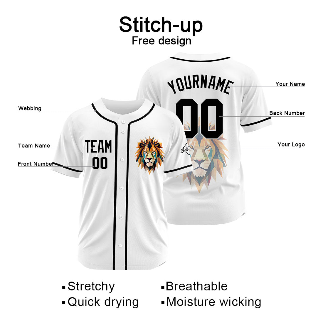 Uniformes de béisbol personalizados de alta calidad para adultos y niños & optimizados para el rendimiento & color blanco