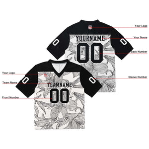 Camiseta de fútbol personalizada con nombre y número del equipo impresos y bordados-en blanco y negro