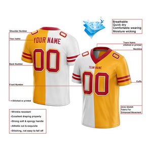 custom authentic split fashion football jersey yellow-white-red mesh