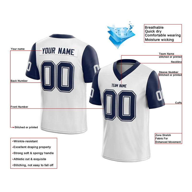 custom authentic football jersey white-navy mesh