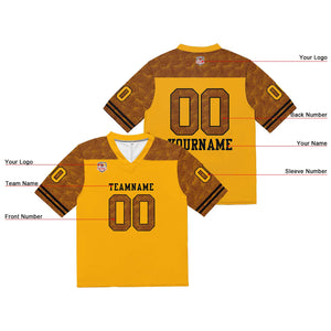 Camiseta de fútbol personalizada con nombre y número del equipo impresos y bordados en color amarillo