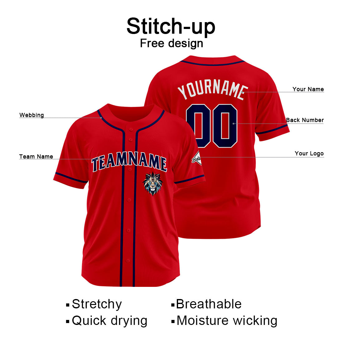 Uniformes de béisbol personalizados de alta calidad para adultos y niños & optimizados para el rendimiento & color rojo