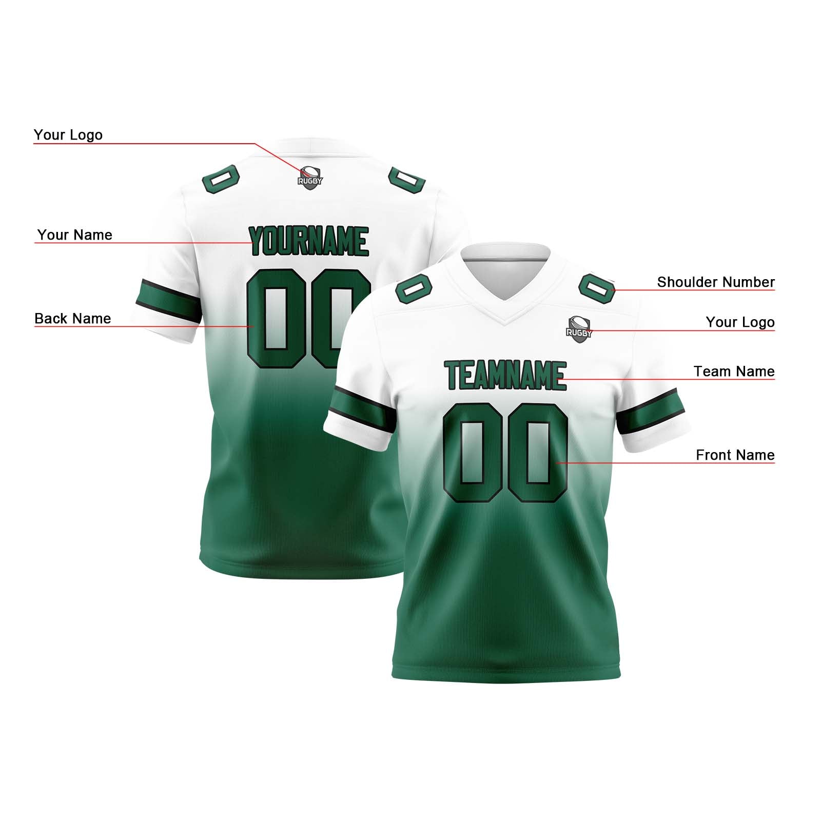 Camisetas de fútbol personalizadas con degradado-nombre-número y logotipo para adultos-niños y equipos
