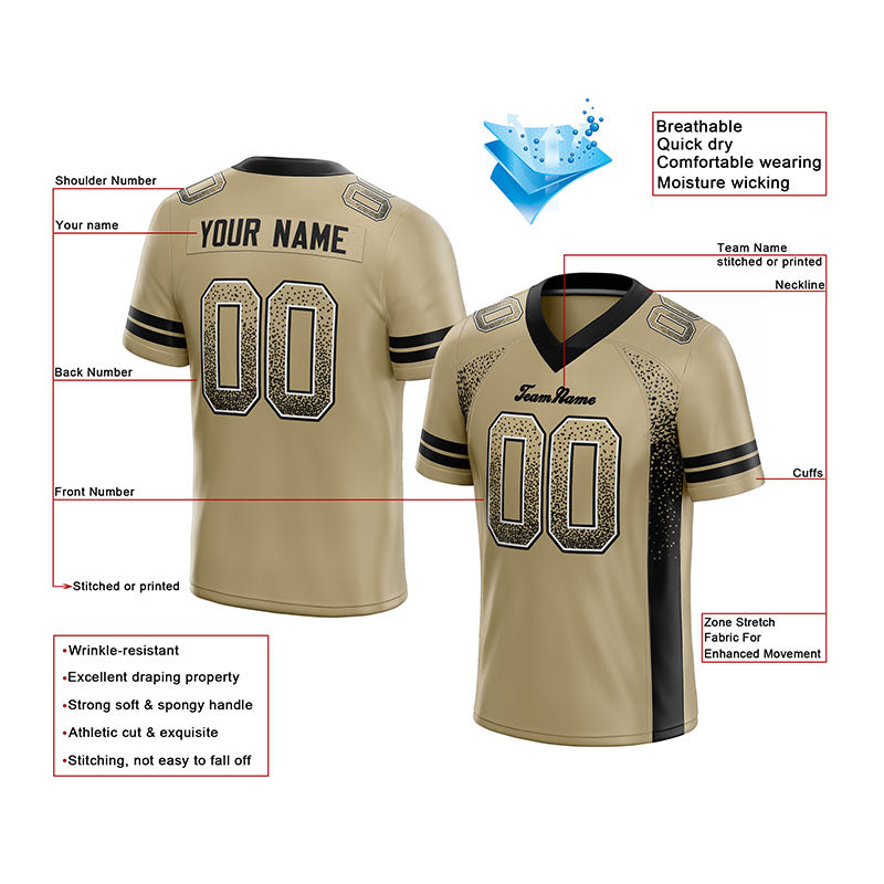 custom authentic drift fashion football jersey gold-black mesh