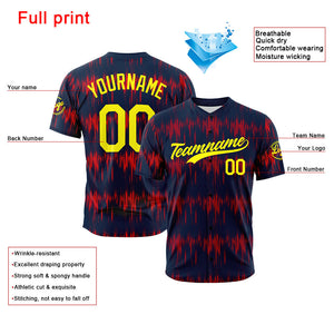 Camiseta de béisbol azul marino con dise?o personalizado estampado completo