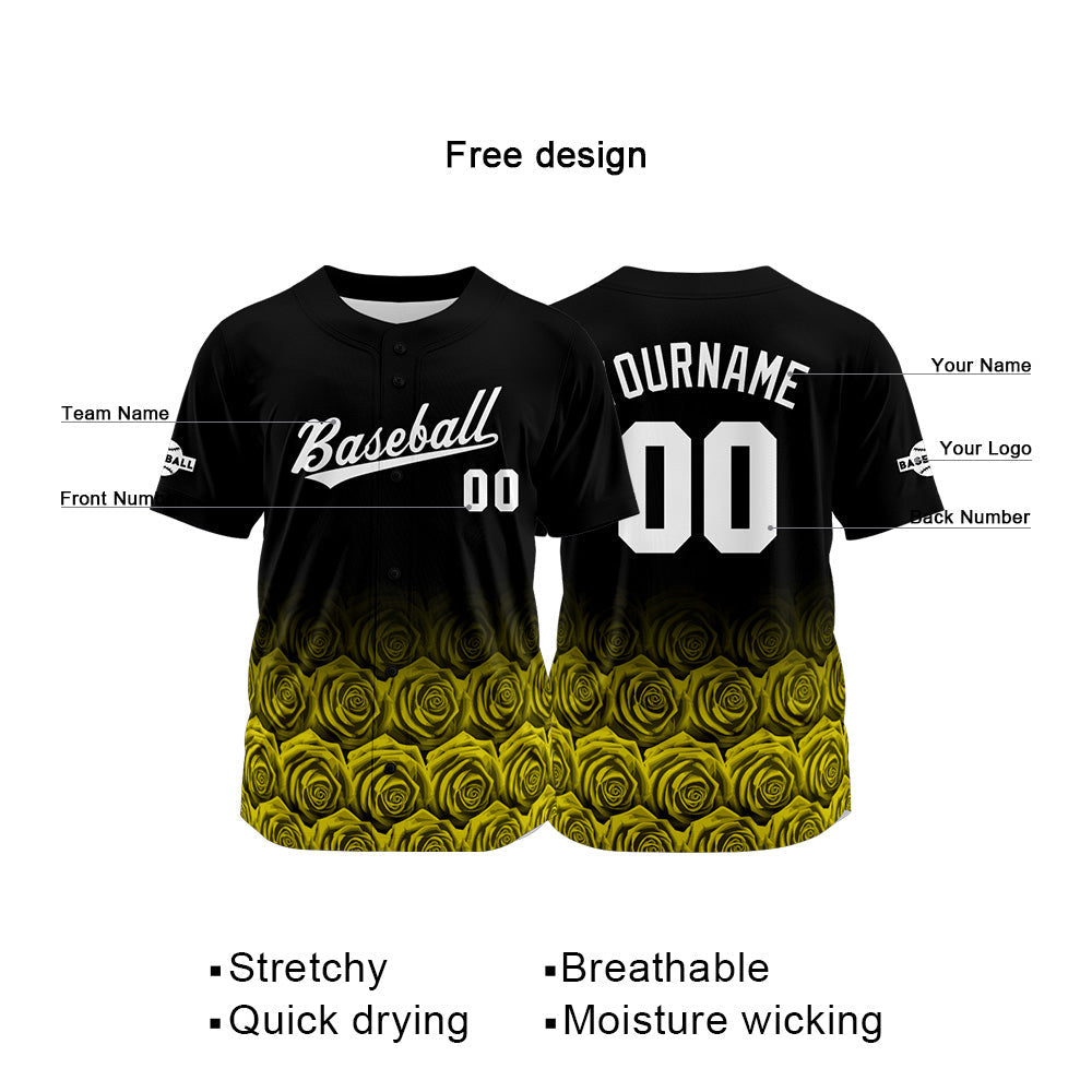 Dise?o personalizado de camiseta de béisbol con estampado completo en color rosa-amarillo
