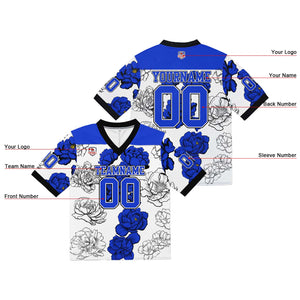 Camiseta de fútbol personalizada con nombre y número del equipo bordados-color blanco y azul marino