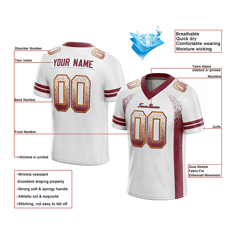 custom authentic drift fashion football jersey yellow-burghundy mesh