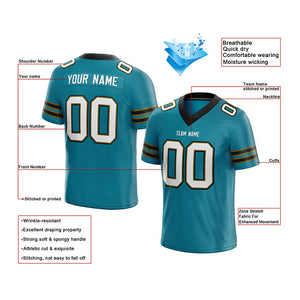custom authentic football jersey teal-white-balck-gold mesh