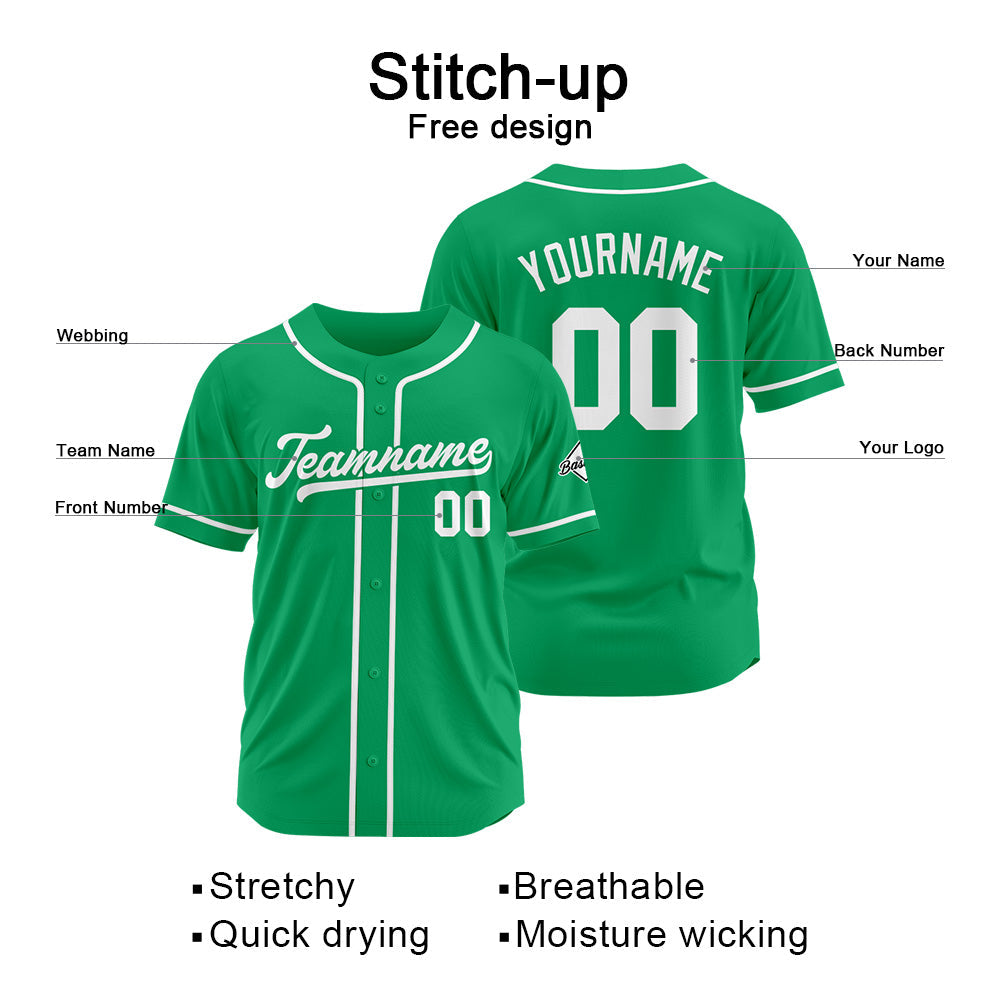 Camiseta de béisbol personalizada con diseño bordado & estilo hip hop & color verde y blanco