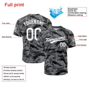 Camiseta de béisbol con dise?o personalizado estampado a todo color gris y negro