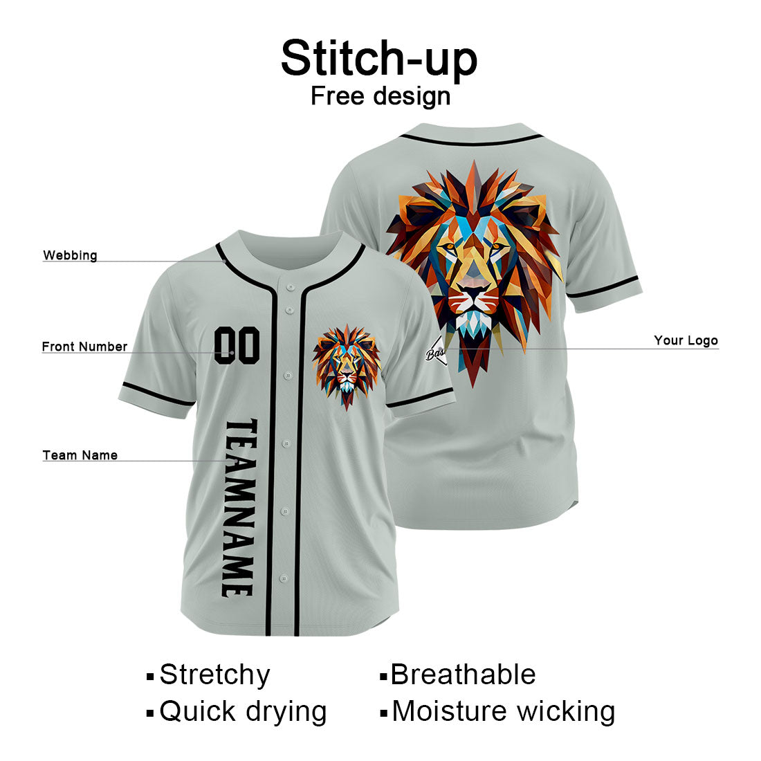 Uniformes de béisbol personalizados de alta calidad para adultos y niños & optimizados para el rendimiento (color gris)