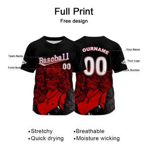 Camiseta de béisbol negra personalizada con nombre número y logotipo personalizados