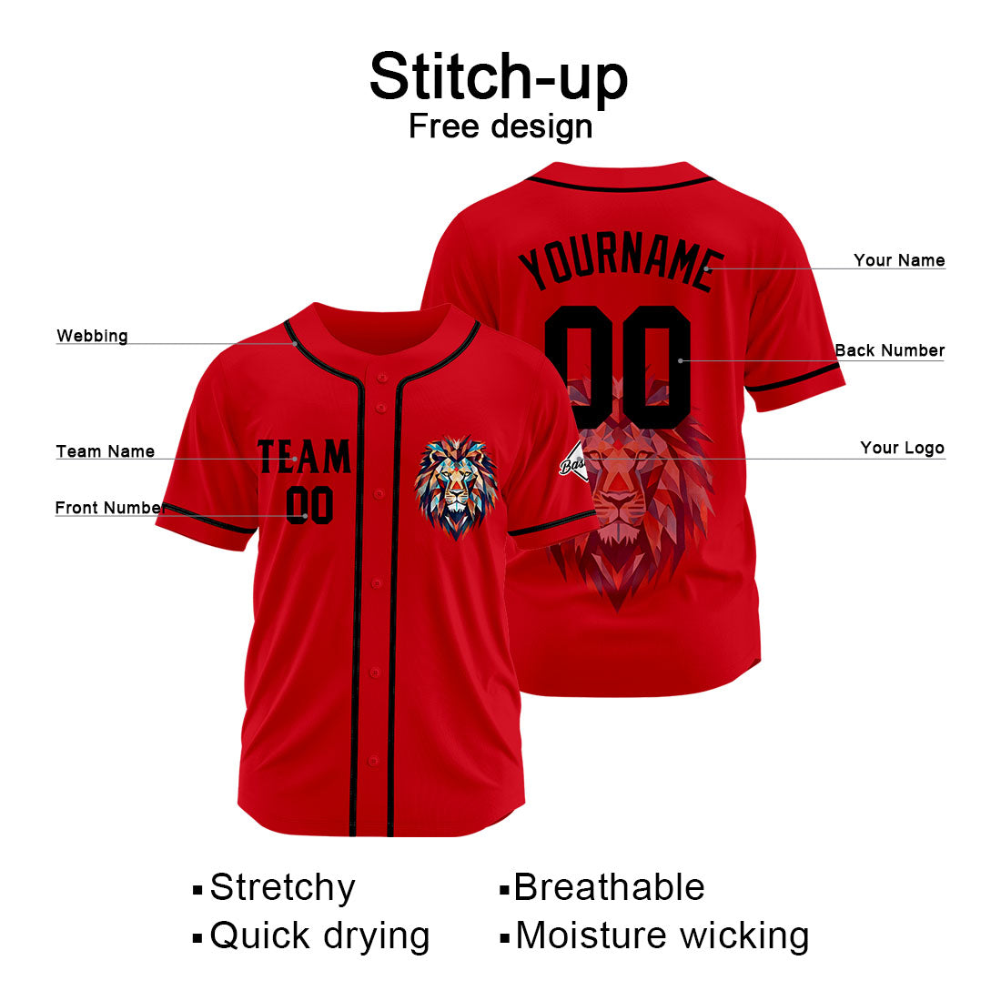 Uniformes de béisbol personalizados de alta calidad para adultos y niños & optimizados para el rendimiento & color rojo