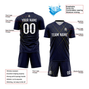 Uniforme de fútbol personalizado para niños y adultos & camiseta azul marino y amarilla