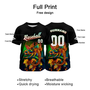 Camiseta de béisbol negra personalizada con nombre número y logotipo personalizados