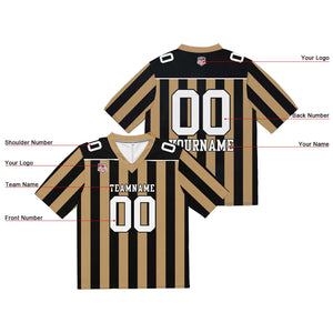 Camiseta de fútbol personalizada con nombre y número del equipo bordados-color dorado y negro