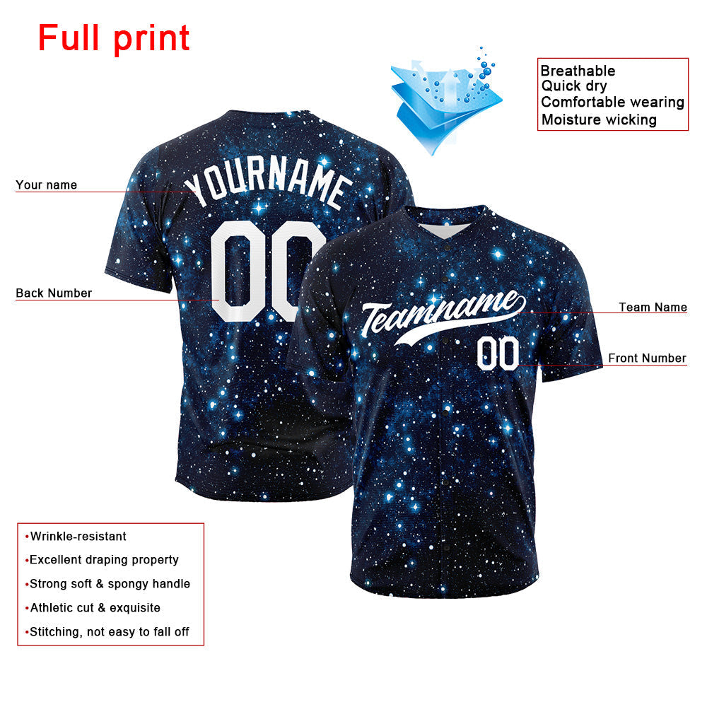 Dise?o personalizado de camiseta de béisbol con estampado completo de cielo estrellado