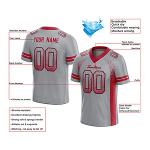 custom authentic drift fashion football jersey gray-red mesh