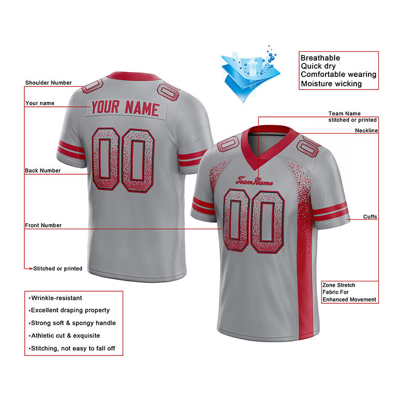 custom authentic drift fashion football jersey gray-red mesh