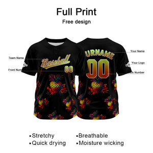 Camiseta de béisbol naranja personalizada con nombre número y logotipo personalizados