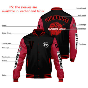 Chaquetas universitarias personalizadas negras y rojas para hombres & mujeres y jóvenes & Chaquetas Letterman personalizadas